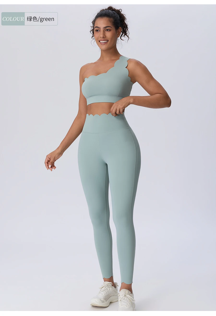 Women's Sports Clothing Sets Elegant Ballet Pink One-shoulder Lace Women's Tracksuit Beauty Back Sexy Fitness Yoga Clothing