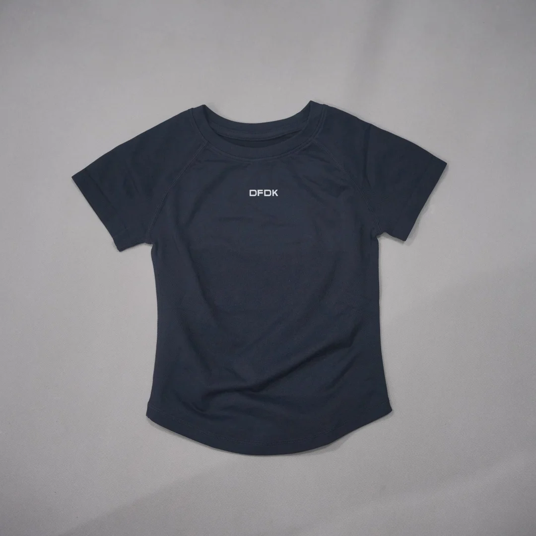 DFDK Women Round Neck Sports T Shirt Breathable Short Sleeve Elastic Slim Fit Casual Tee Gym Yoga Running Training Workout Top