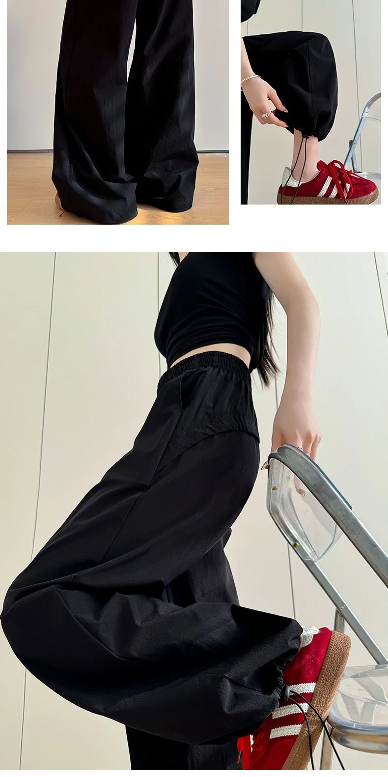 2026 Thin Quick-Drying Overalls Women's Loose High Waist Running Training Basketball Gym Dance Casual Wide Leg Pants Summer
