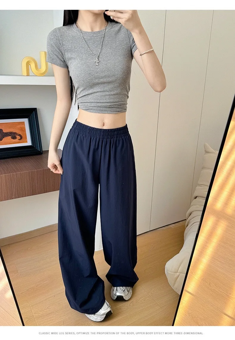 2026 Thin Quick-Drying Overalls Women's Loose High Waist Running Training Basketball Gym Dance Casual Wide Leg Pants Summer
