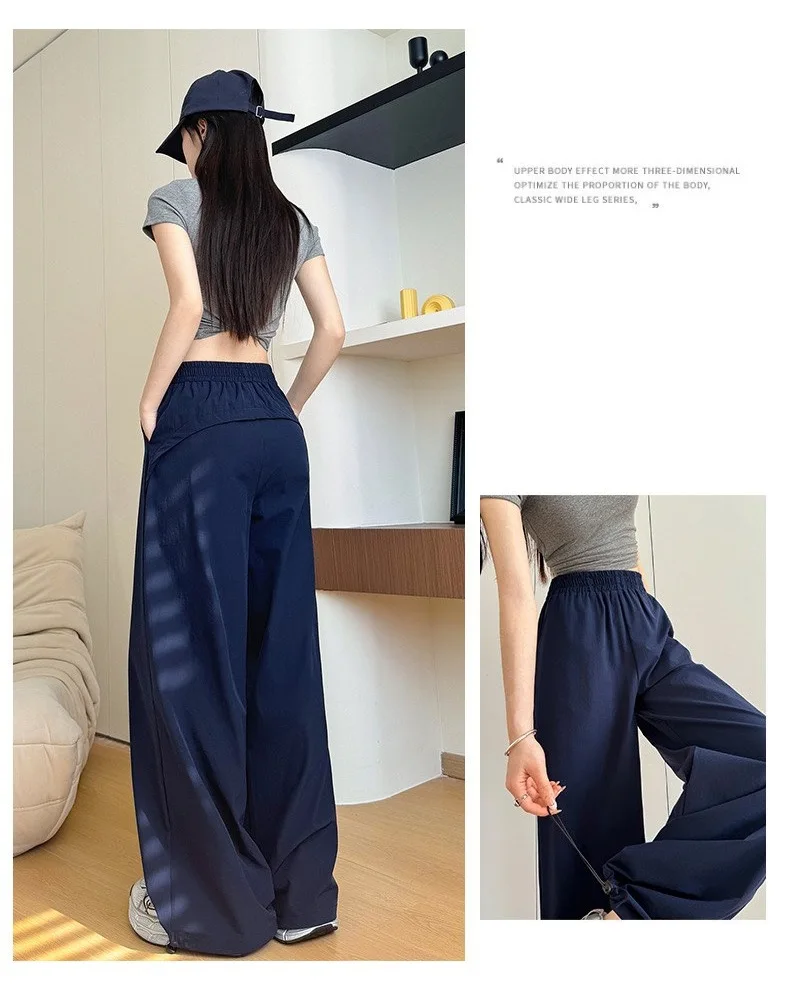 2026 Thin Quick-Drying Overalls Women's Loose High Waist Running Training Basketball Gym Dance Casual Wide Leg Pants Summer