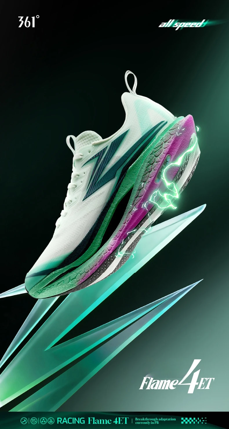 361 Degrees Flame 4 ET Men's Running Shoes Racing Marathon Rebound Breathable Cushioning Male Sneakers 672612223