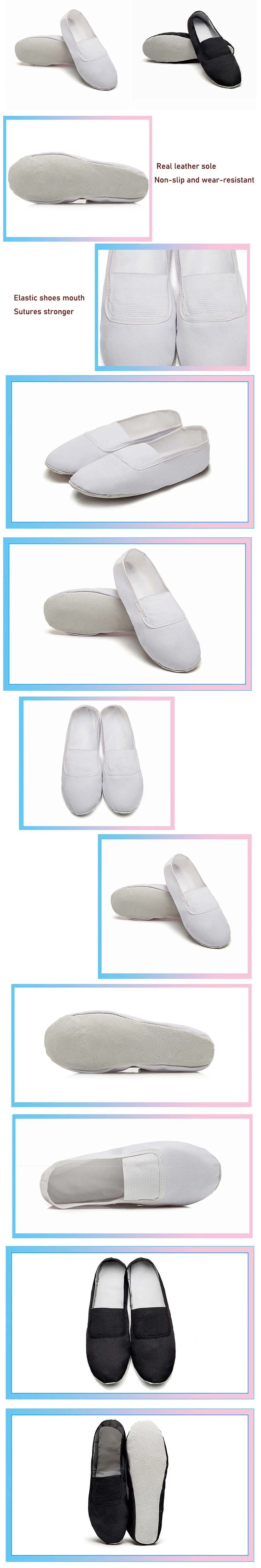 USHINE EU22-45 Full Leather Sole Cloth Slippers Teacher Gym Indoor Exercise Fitness Yoga Ballet Dance Shoes Children Woman Man