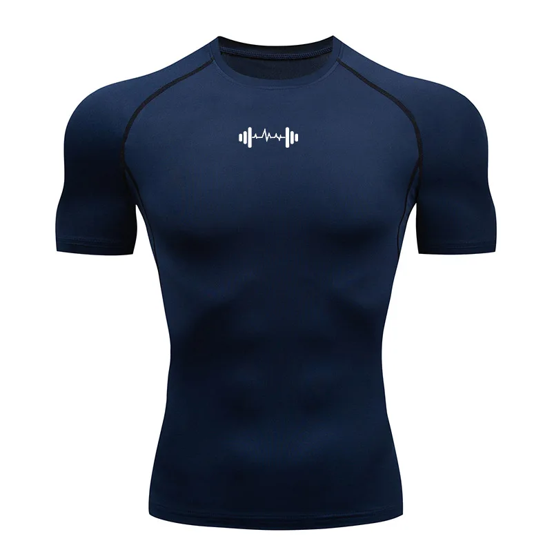 Compression T Shirt Men Summer Sportswear Running T-shirt Elastic Quick Dry Sport Tops Tee Athletic Gym Workout Shirts Men