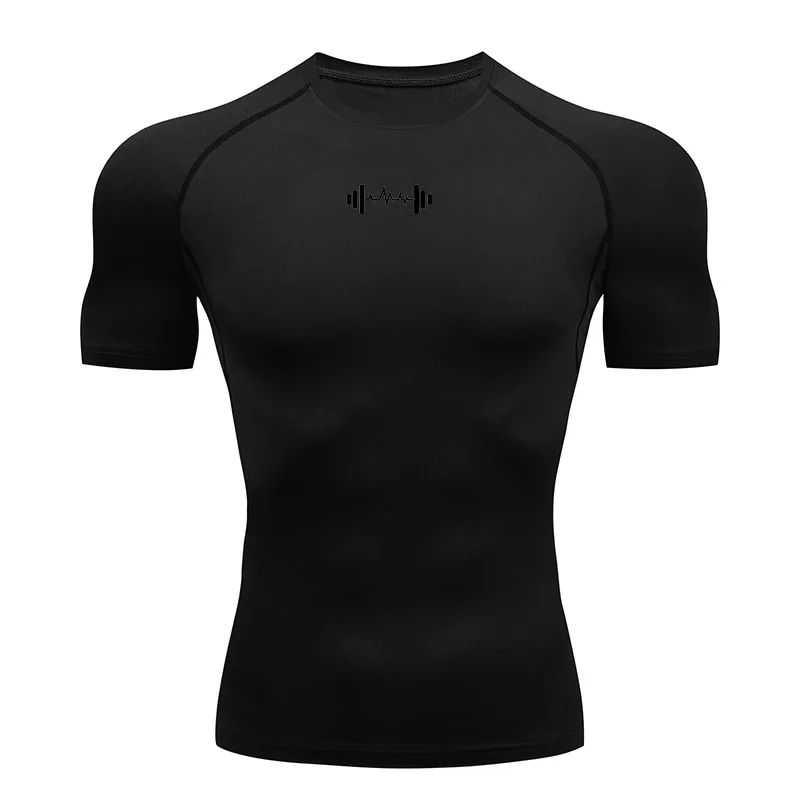 Compression T Shirt Men Summer Sportswear Running T-shirt Elastic Quick Dry Sport Tops Tee Athletic Gym Workout Shirts Men