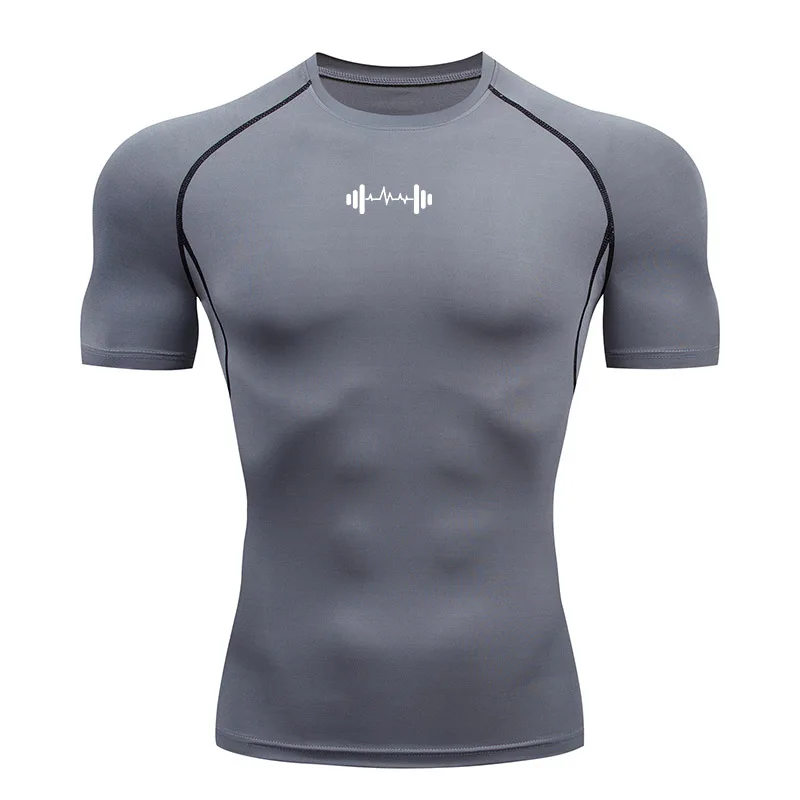 Compression T Shirt Men Summer Sportswear Running T-shirt Elastic Quick Dry Sport Tops Tee Athletic Gym Workout Shirts Men