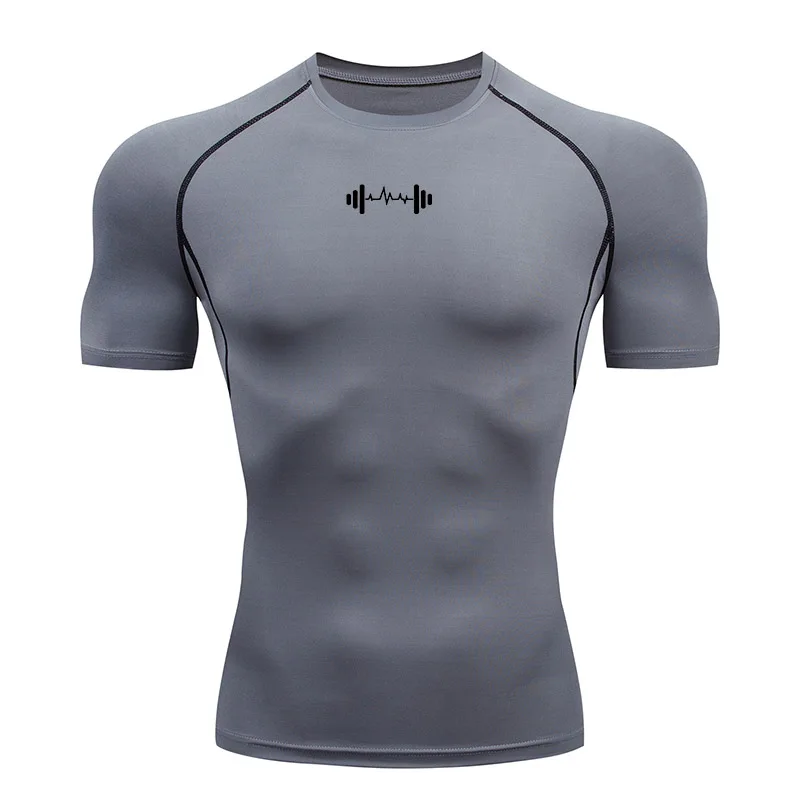 Compression T Shirt Men Summer Sportswear Running T-shirt Elastic Quick Dry Sport Tops Tee Athletic Gym Workout Shirts Men