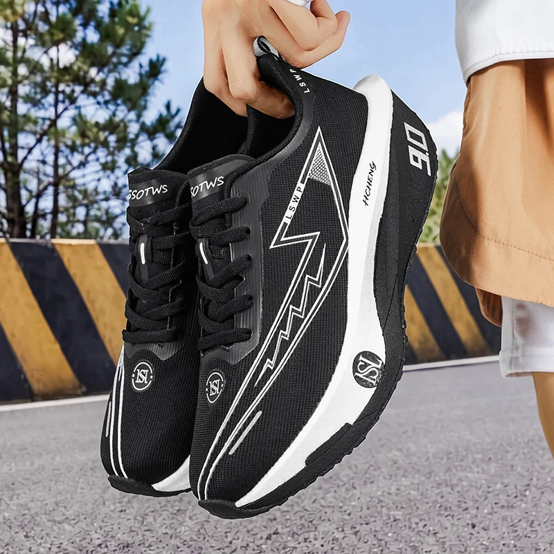 Men's Shock-Absorbing Breathable Running Shoes - All-Season Low-Top Training Sneakers for Hiking and Casual Wear, Fashionable Sports Style Trendy Shoes