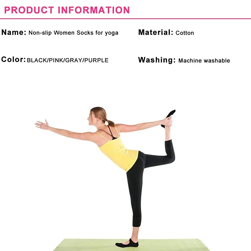 Backless Non-slip Fitness Pilates Socks Cotton Women Sport Yoga Socks Ballet Dance Slippers Barefoot Sock Workout for Gym