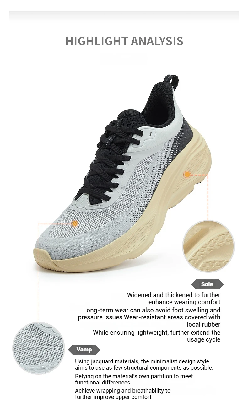 361 Degrees Xingyun Running Shoes Jogging Thick-soled Lightweight Mesh Durable Cushion Breathable Male Sneakers 672532206