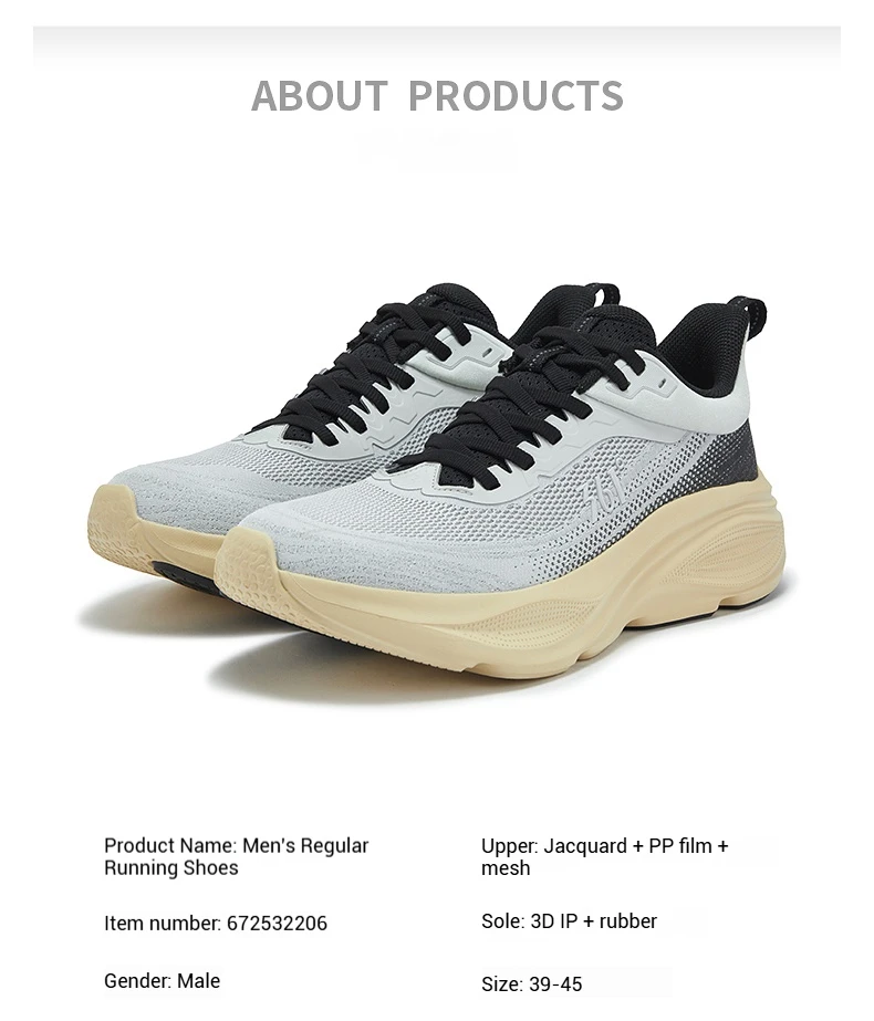 361 Degrees Xingyun Running Shoes Jogging Thick-soled Lightweight Mesh Durable Cushion Breathable Male Sneakers 672532206