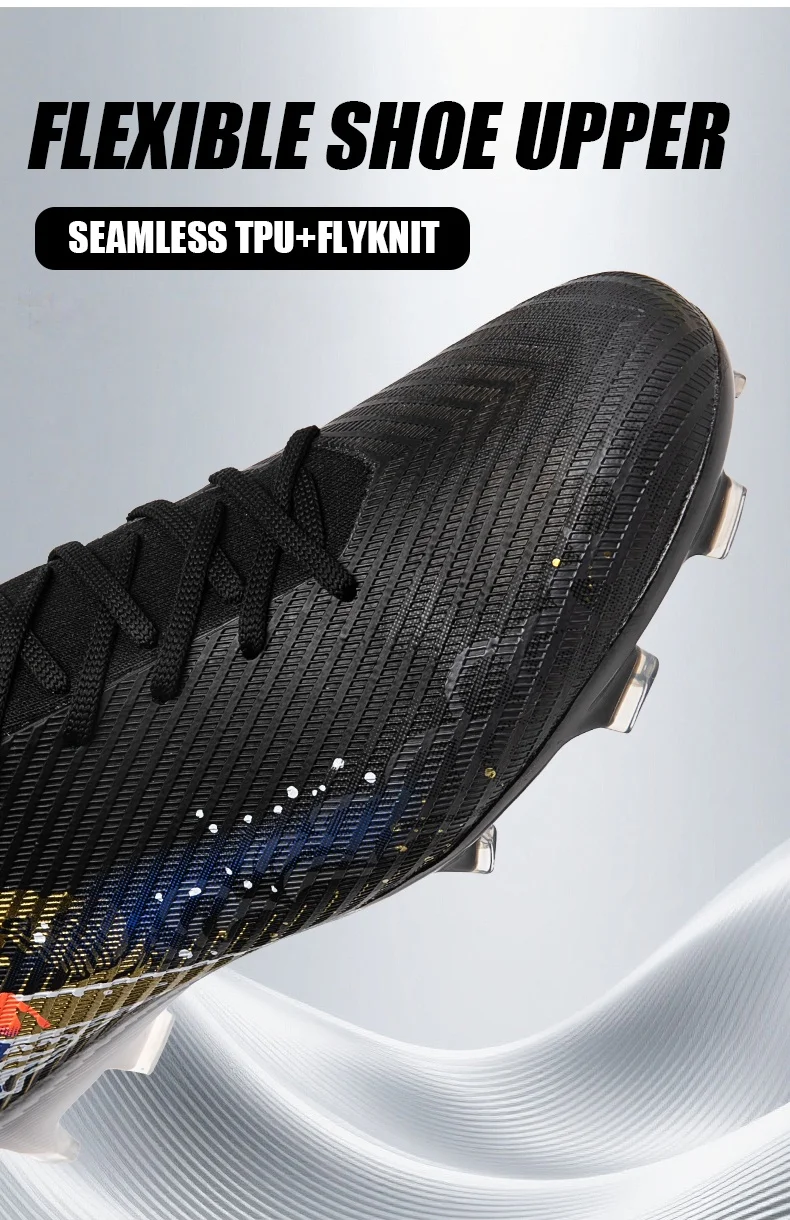New Men Football Boots Soccer Cleats FG Non-Slip Training Shoes Soccer Shoes Long Spikes Match Ultralight Outdoor Drop Shipping