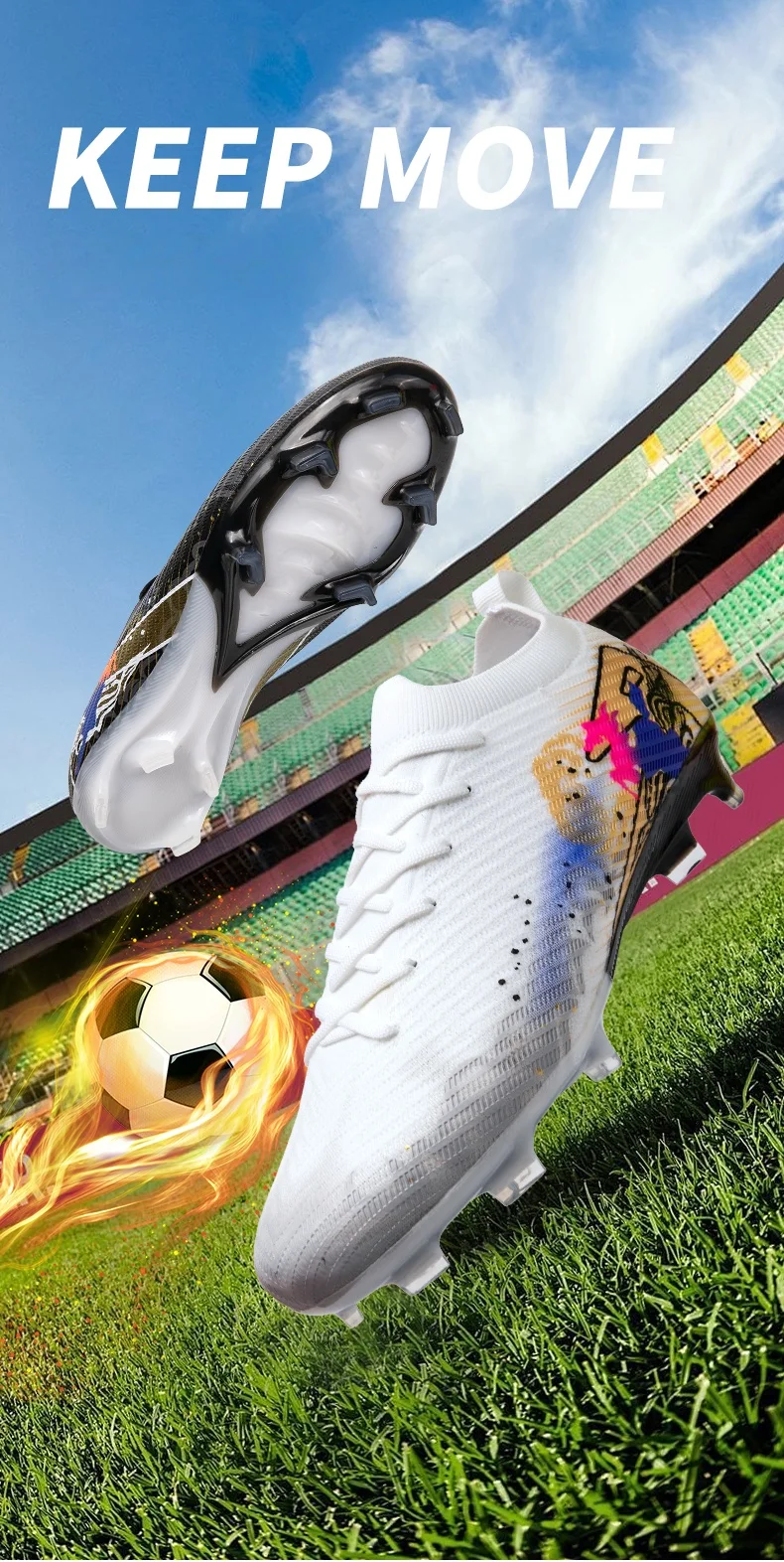 New Men Football Boots Soccer Cleats FG Non-Slip Training Shoes Soccer Shoes Long Spikes Match Ultralight Outdoor Drop Shipping