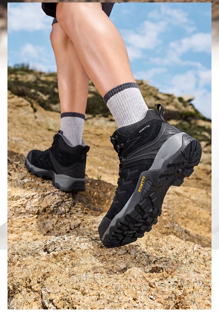 HUMTTO Genuine Leather Hiking Shoes Woman Breathable Non-slip Outdoor Women's Sneakers Luxury Designer Trekking Boots for Women