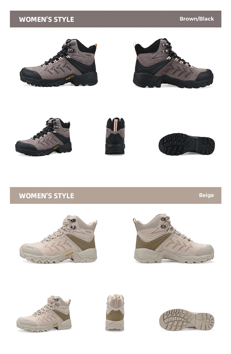 HUMTTO Genuine Leather Hiking Shoes Woman Breathable Non-slip Outdoor Women's Sneakers Luxury Designer Trekking Boots for Women