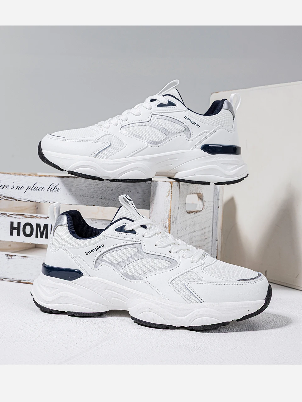 Baasploa Women Walking Shoes Lightweight Mesh Breathable Sport Shoes Comfort Soft Female Leather Height Increase Casual Sneakers