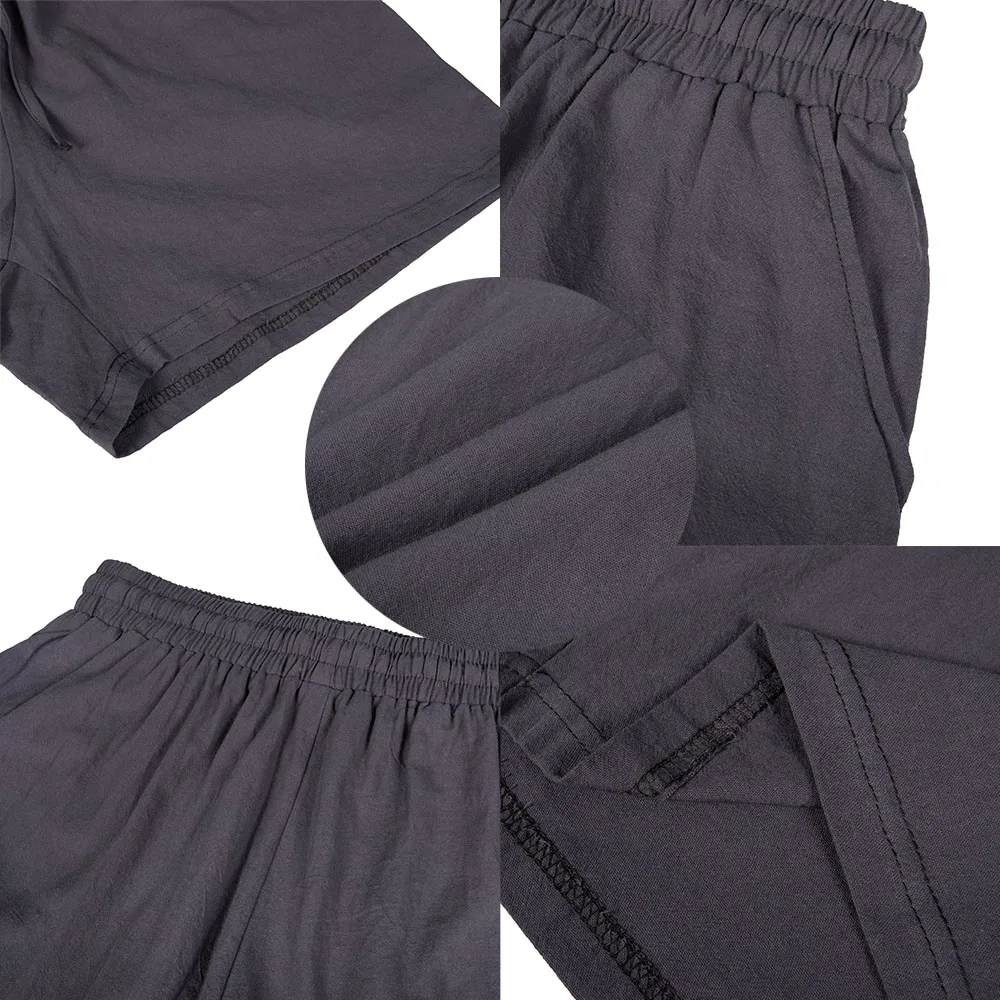 New Mens Cotton Solid Color Beach Short Summer Lightweight Pants Outdoor Male Large Breathable Sport Shorts Fitness Streetwear