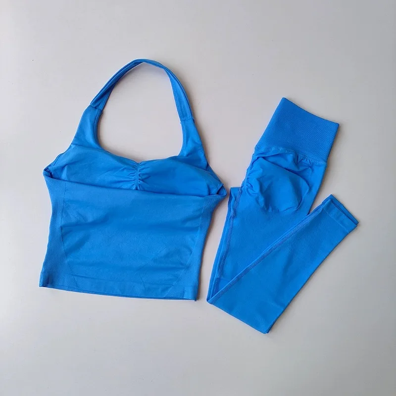 Halter Top Yoga Fitness Workout Set Women's Professional Training Pilates Peach Hip-Lifting Pants Sportswear