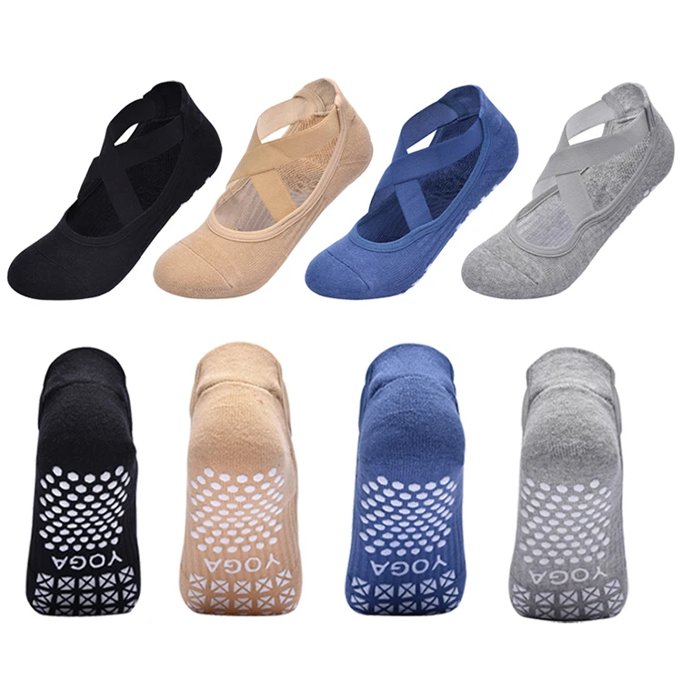 Women Non-Slip Yoga Socks Silicone Indoor Cotton Bandage Backless Pilates Fitness Sock Ladies Ballet Dance Sports Grippers Socks