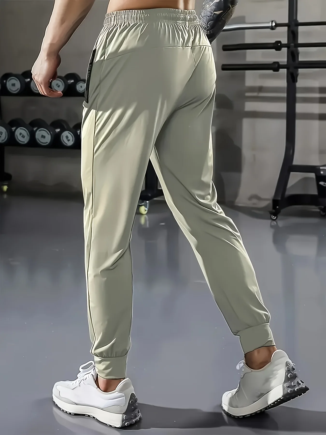 Summer Clothes Football Men's Ice Silk High Elastic Breathable Trousers With Drawstring Zipper Pockets Casual Sports Trousers