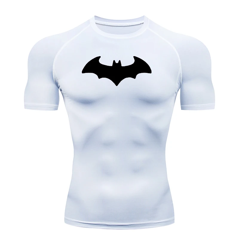 Bat Printed Men's Tight T-Shirt Running Compression T Shirt Gym Fitness Jogging Short Sleeve Male Casual Shirt Tops