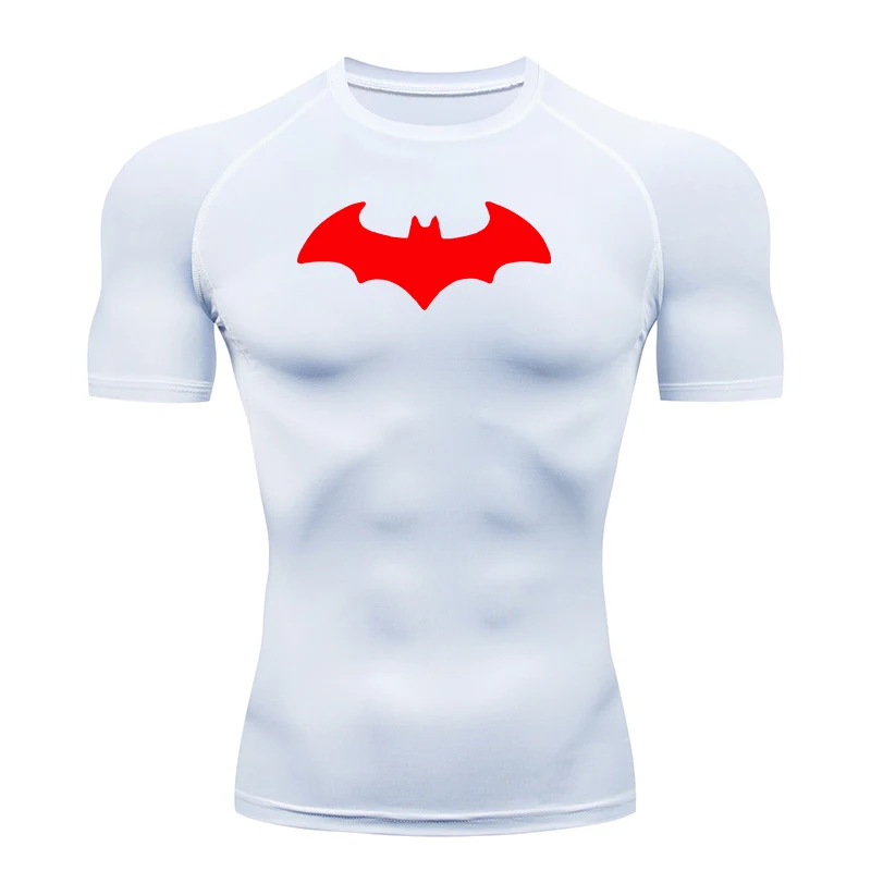 Bat Printed Men's Tight T-Shirt Running Compression T Shirt Gym Fitness Jogging Short Sleeve Male Casual Shirt Tops