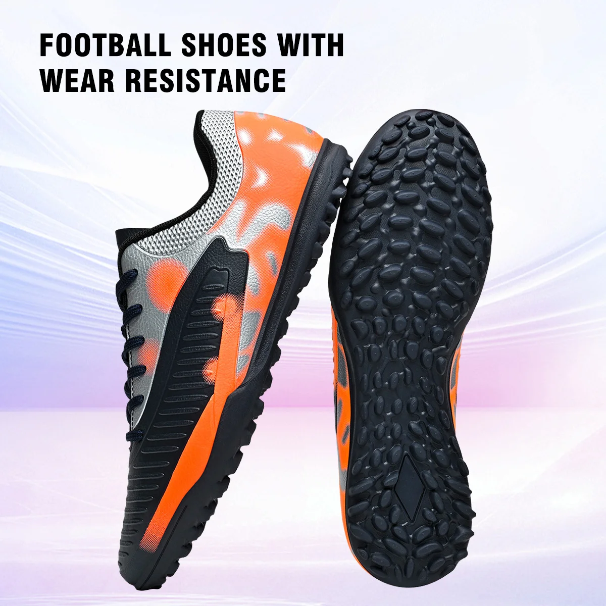 Professional Training TF Soccer Shoes for Men Women Kids PU+Fabric Breathable Wear-Resistant Rubber Sole