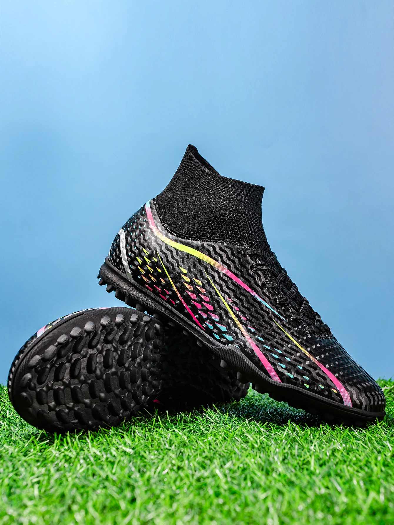 Professional Training TF Soccer Shoes for Men Women Kids PU+Fabric Breathable Wear-Resistant Rubber Sole