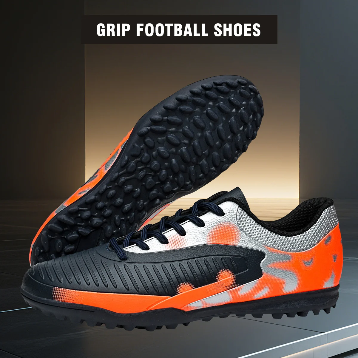 Professional Training TF Soccer Shoes for Men Women Kids PU+Fabric Breathable Wear-Resistant Rubber Sole