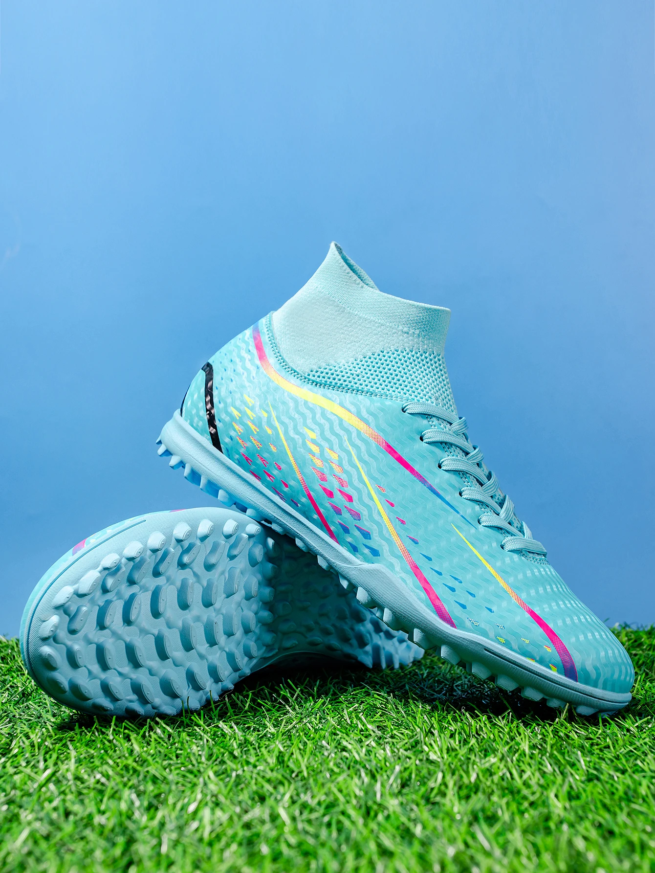 Professional Training TF Soccer Shoes for Men Women Kids PU+Fabric Breathable Wear-Resistant Rubber Sole