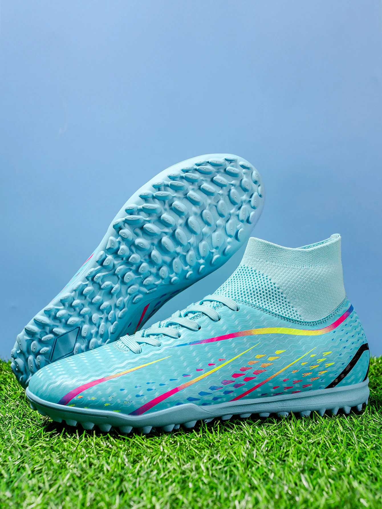 Professional Training TF Soccer Shoes for Men Women Kids PU+Fabric Breathable Wear-Resistant Rubber Sole