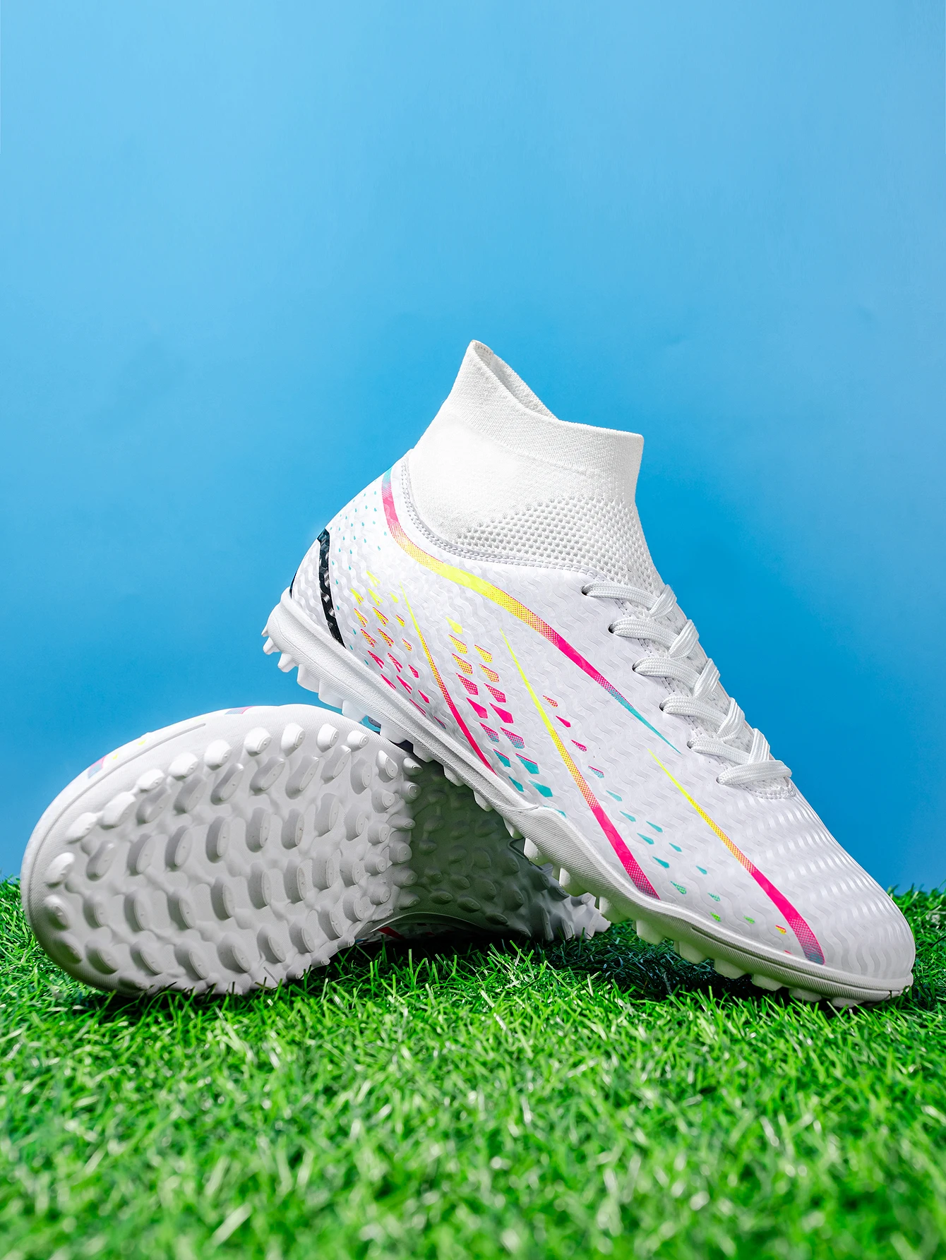 Professional Training TF Soccer Shoes for Men Women Kids PU+Fabric Breathable Wear-Resistant Rubber Sole