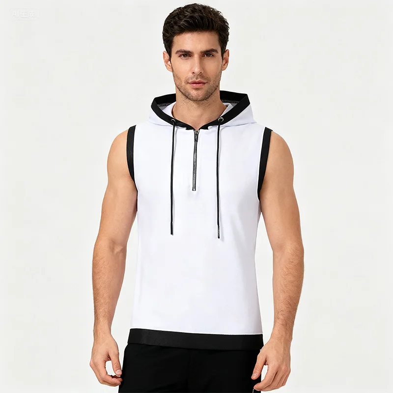 Solid Color 2026 Brand New Men's Tank Tops Vest Sleeveless Tees For Male Hooded Man Vests Tops Hip Hop Men Tank Top T Shirt