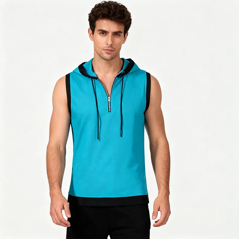 Solid Color 2026 Brand New Men's Tank Tops Vest Sleeveless Tees For Male Hooded Man Vests Tops Hip Hop Men Tank Top T Shirt