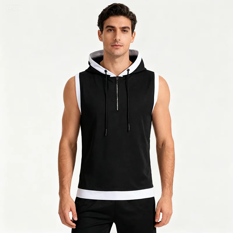 Solid Color 2026 Brand New Men's Tank Tops Vest Sleeveless Tees For Male Hooded Man Vests Tops Hip Hop Men Tank Top T Shirt