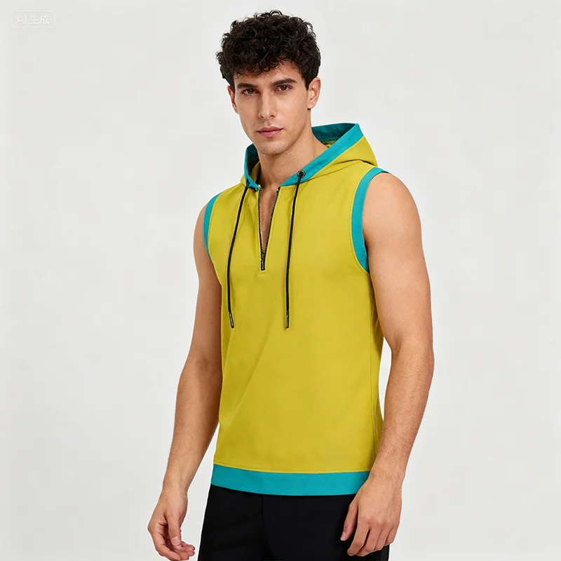 Solid Color 2026 Brand New Men's Tank Tops Vest Sleeveless Tees For Male Hooded Man Vests Tops Hip Hop Men Tank Top T Shirt