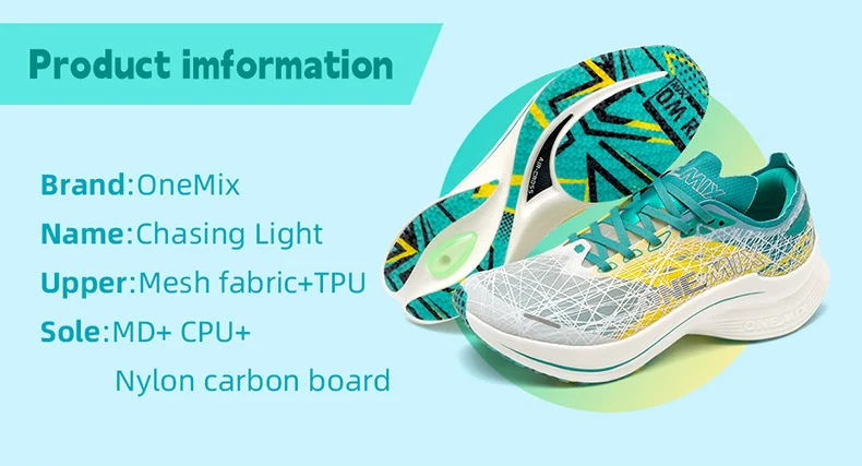 ONEMIX Men's Marathon Running Shoes Carbon Plate Shock Absorption Ultra-Light Rebound Technology Outdoor Sports Sneakers