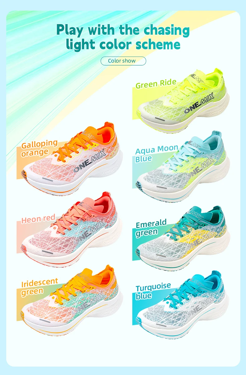 ONEMIX Men's Marathon Running Shoes Carbon Plate Shock Absorption Ultra-Light Rebound Technology Outdoor Sports Sneakers