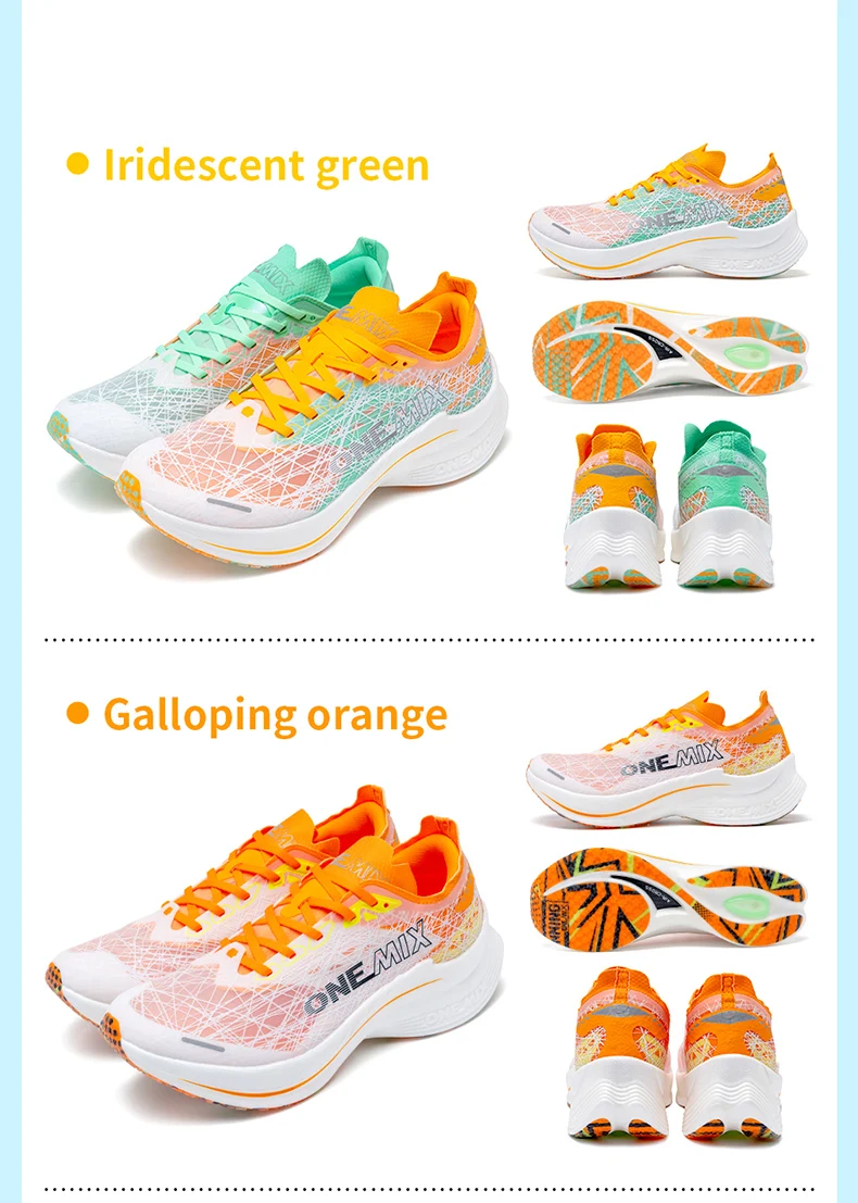 ONEMIX Men's Marathon Running Shoes Carbon Plate Shock Absorption Ultra-Light Rebound Technology Outdoor Sports Sneakers