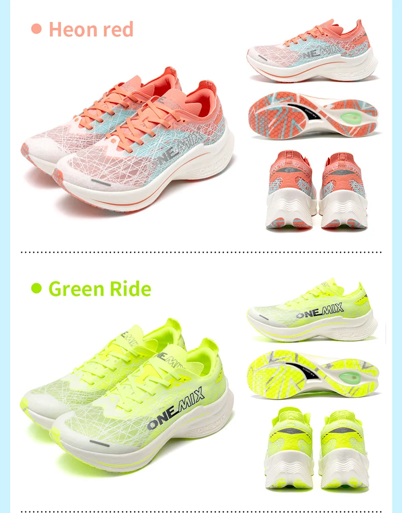 ONEMIX Men's Marathon Running Shoes Carbon Plate Shock Absorption Ultra-Light Rebound Technology Outdoor Sports Sneakers