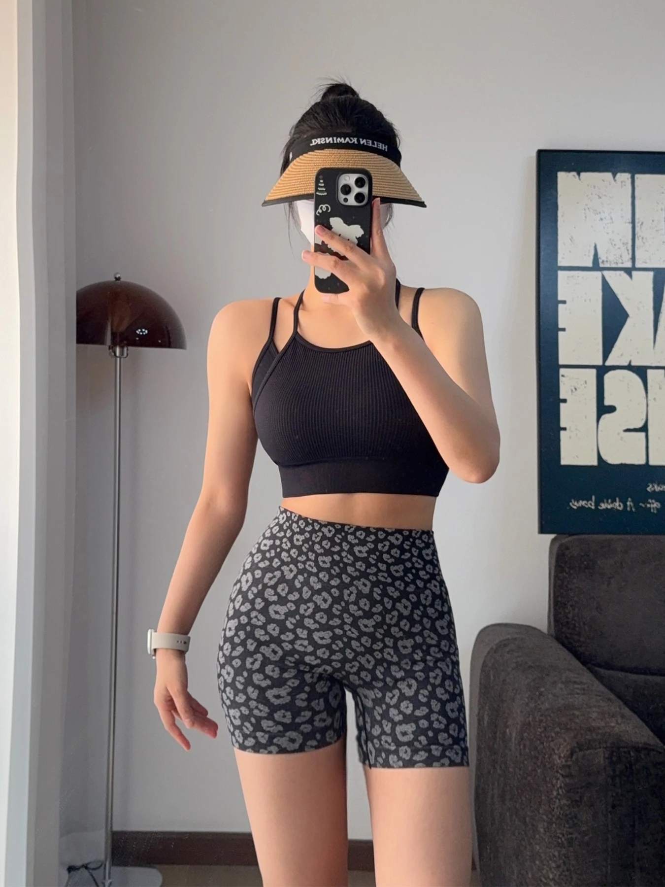 Women's Leopard Print High-Waisted Biker Shorts-Peach Butt-Lifting,Slim-Fit,Quick-Drying,Stretchy for Running,Yoga & Fitness