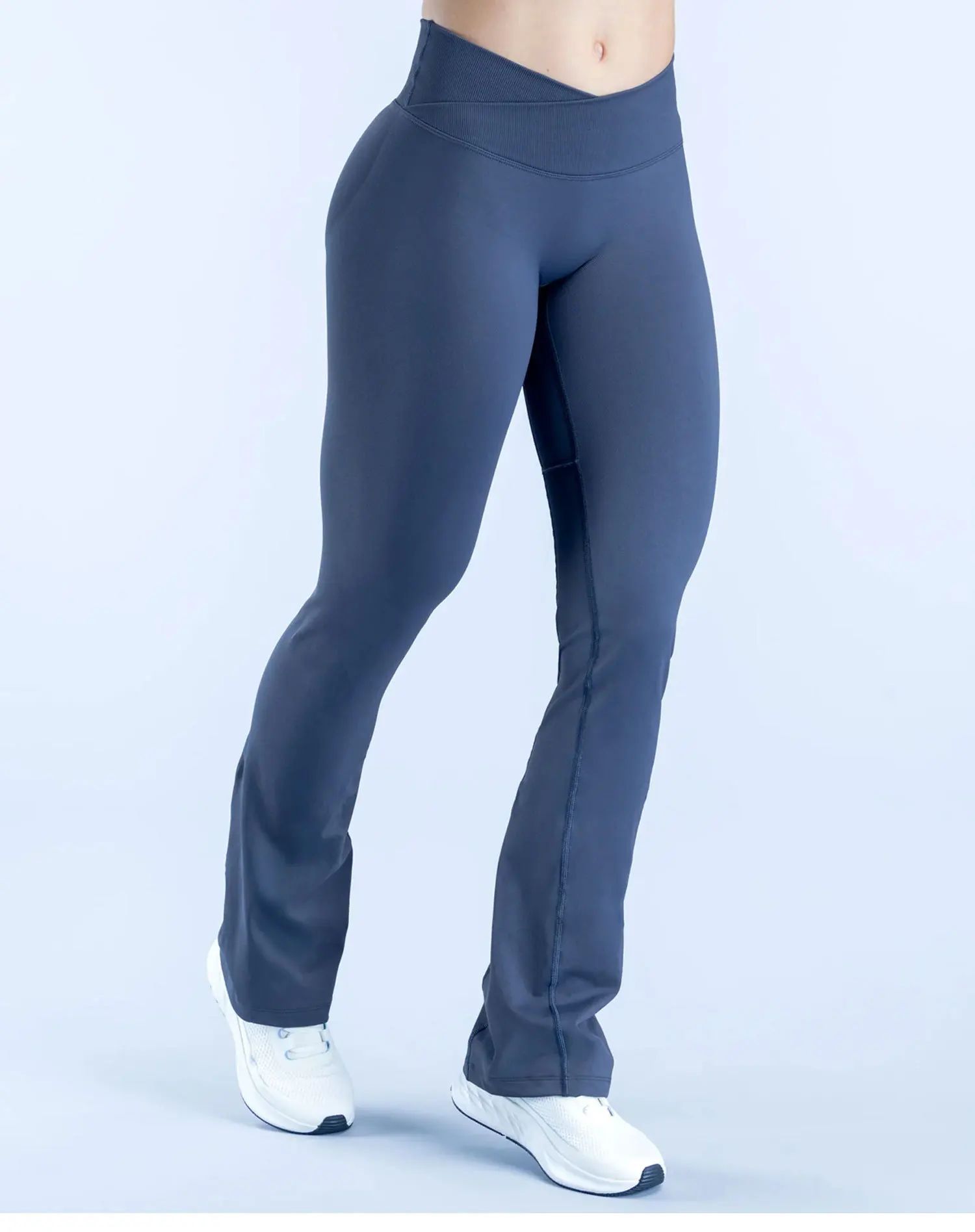 Vision Flares Leggings Women V Crossover Seamless Yoga Pants No Front Seam Sports Leggings Bootcut Workout Pants Tummy Control