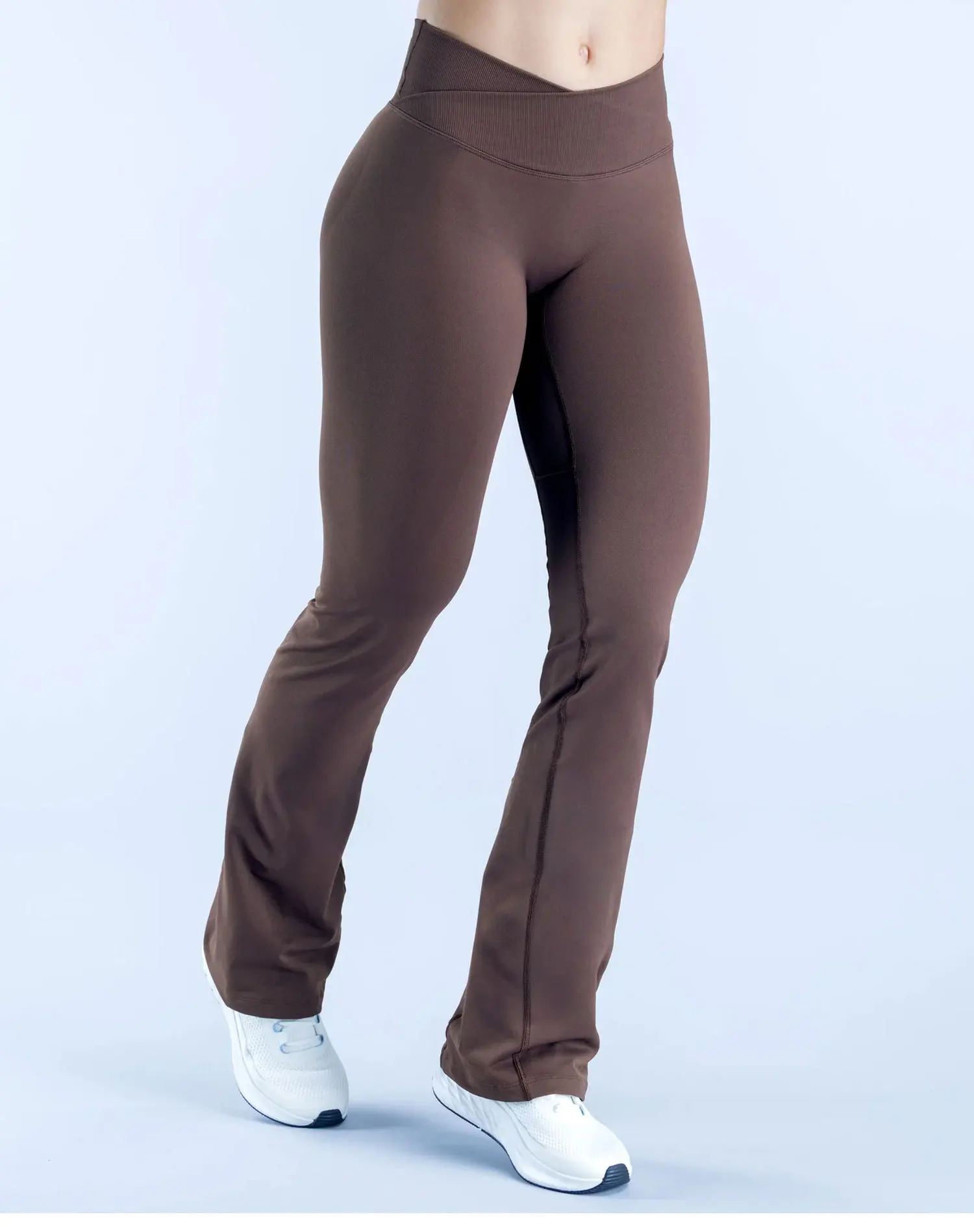 Vision Flares Leggings Women V Crossover Seamless Yoga Pants No Front Seam Sports Leggings Bootcut Workout Pants Tummy Control