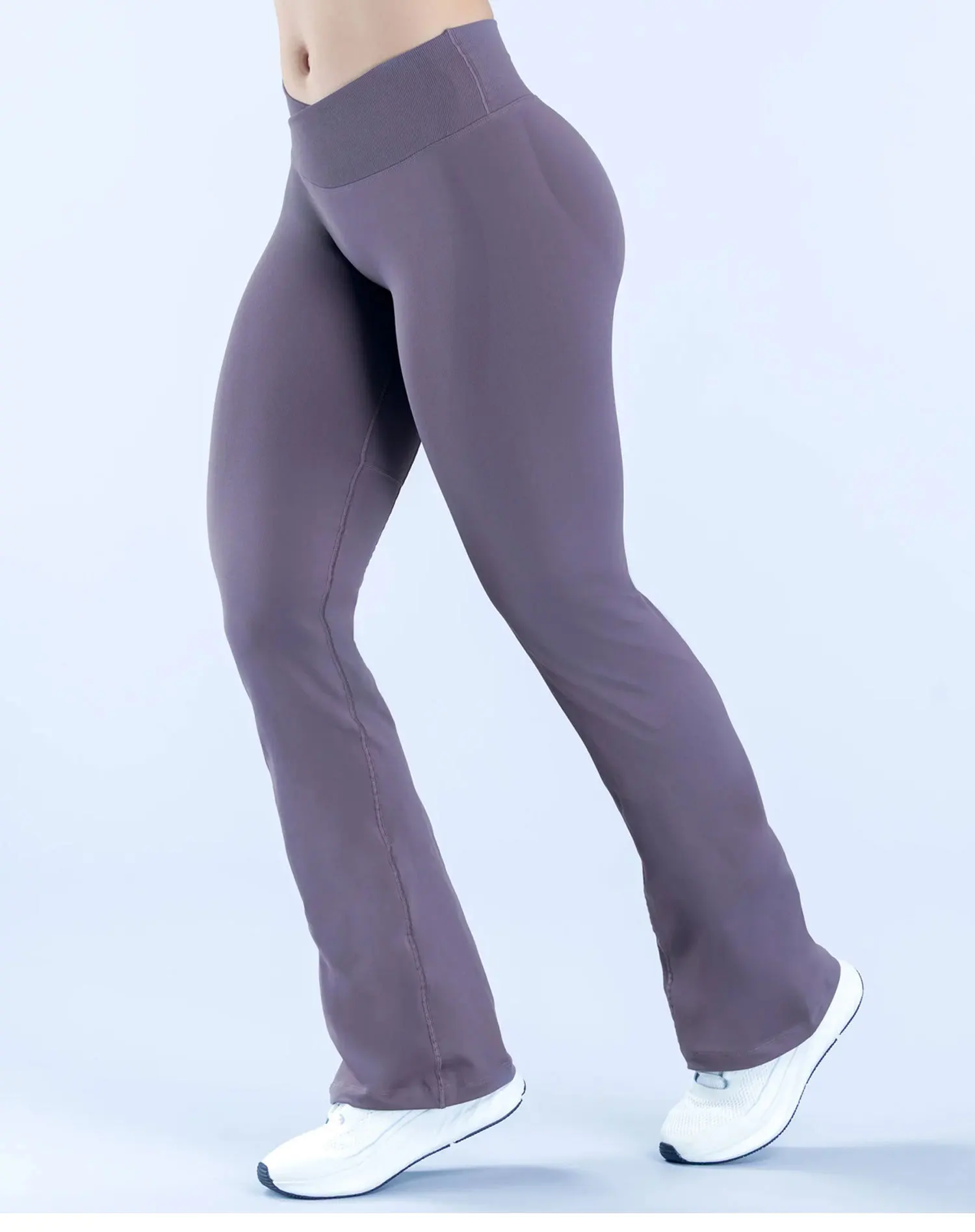Vision Flares Leggings Women V Crossover Seamless Yoga Pants No Front Seam Sports Leggings Bootcut Workout Pants Tummy Control