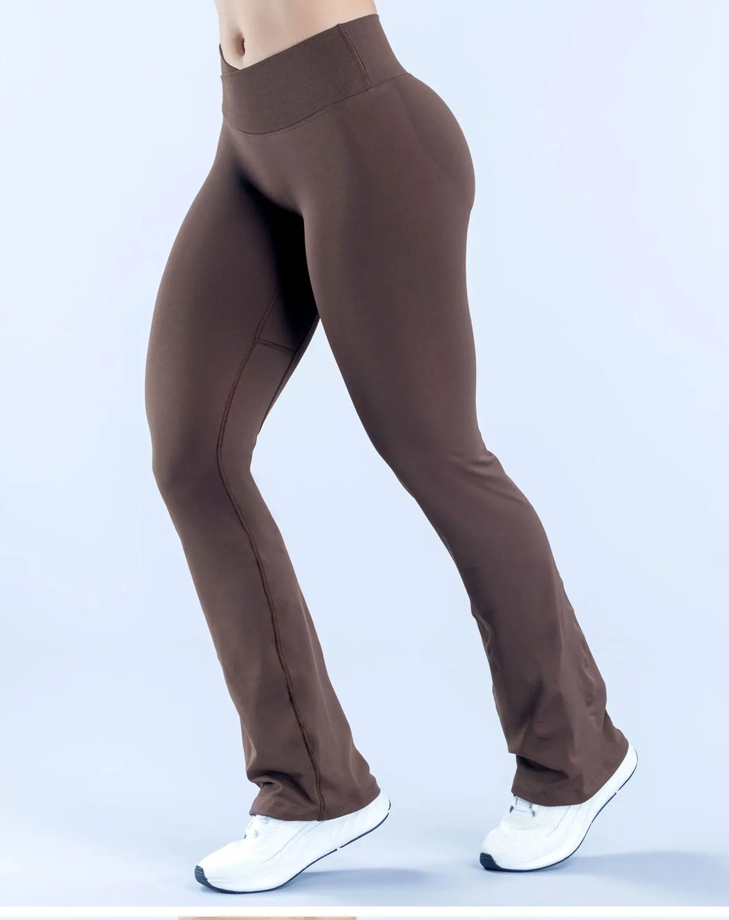 Vision Flares Leggings Women V Crossover Seamless Yoga Pants No Front Seam Sports Leggings Bootcut Workout Pants Tummy Control