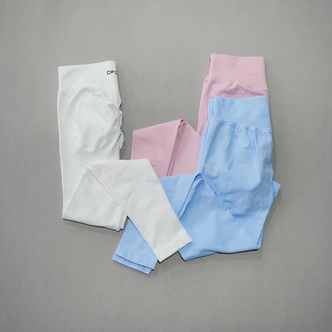 DF Women Seamless High Waist Yoga Leggings Butt Lifting Gym Fitness Pants Compresson Running Workout Slim Tight Sport Leggings