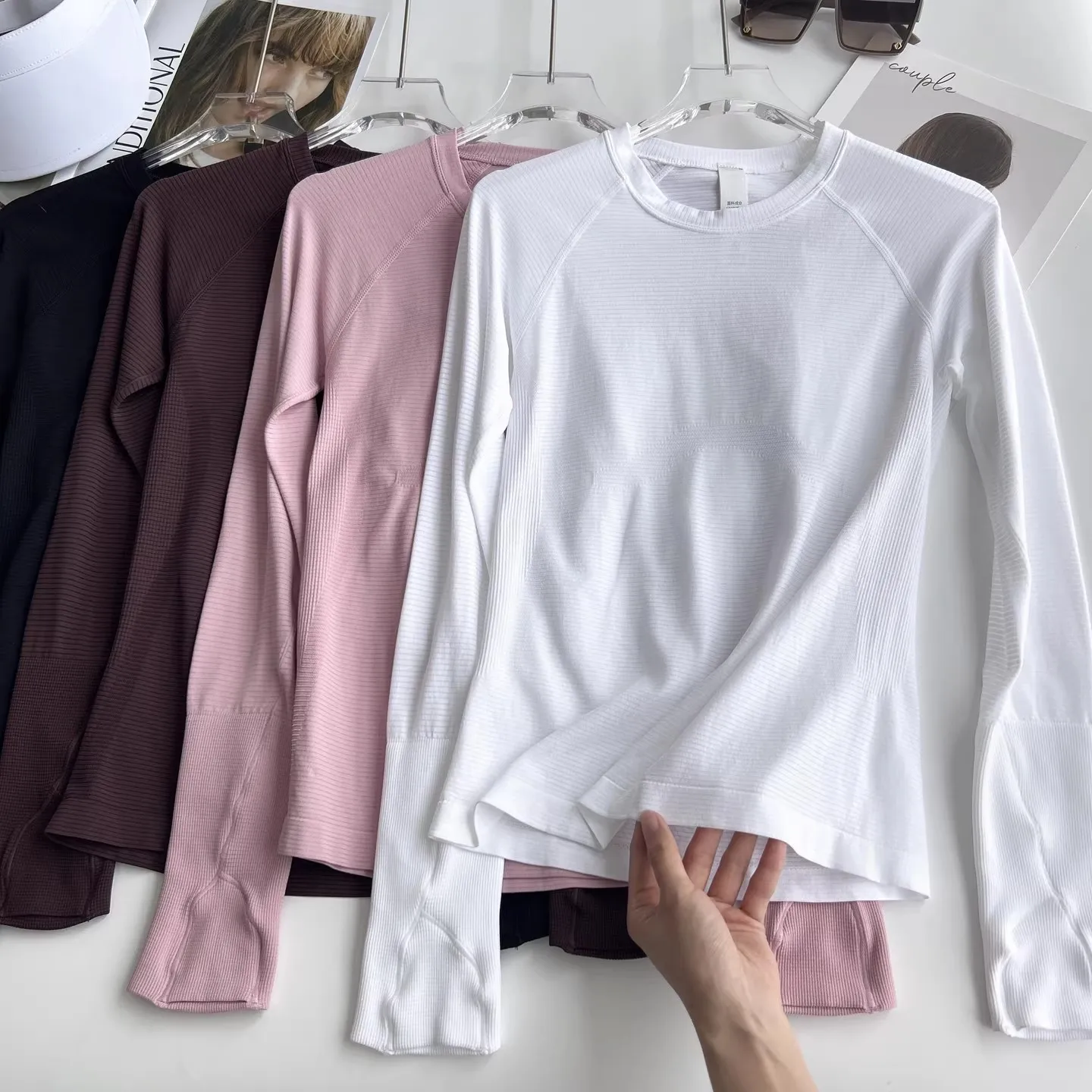 Women's Autumn & Winter Yoga Training Top, High Stretch Slim Fit Crew Neck, Quick-Dry Long Sleeve Sports Fitness Shirt