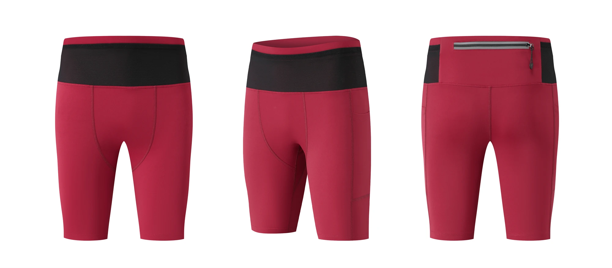Mens Compression Marathon Running Shorts 6 Pockets with Waist Pack Fitness Gym Yoga Cycling Sport Hiking Tights Shorts Quick Dry
