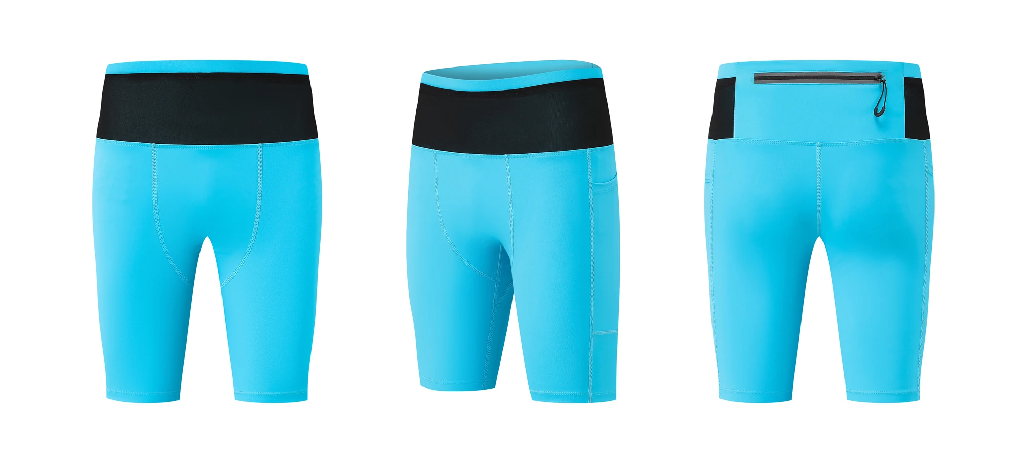 Mens Compression Marathon Running Shorts 6 Pockets with Waist Pack Fitness Gym Yoga Cycling Sport Hiking Tights Shorts Quick Dry