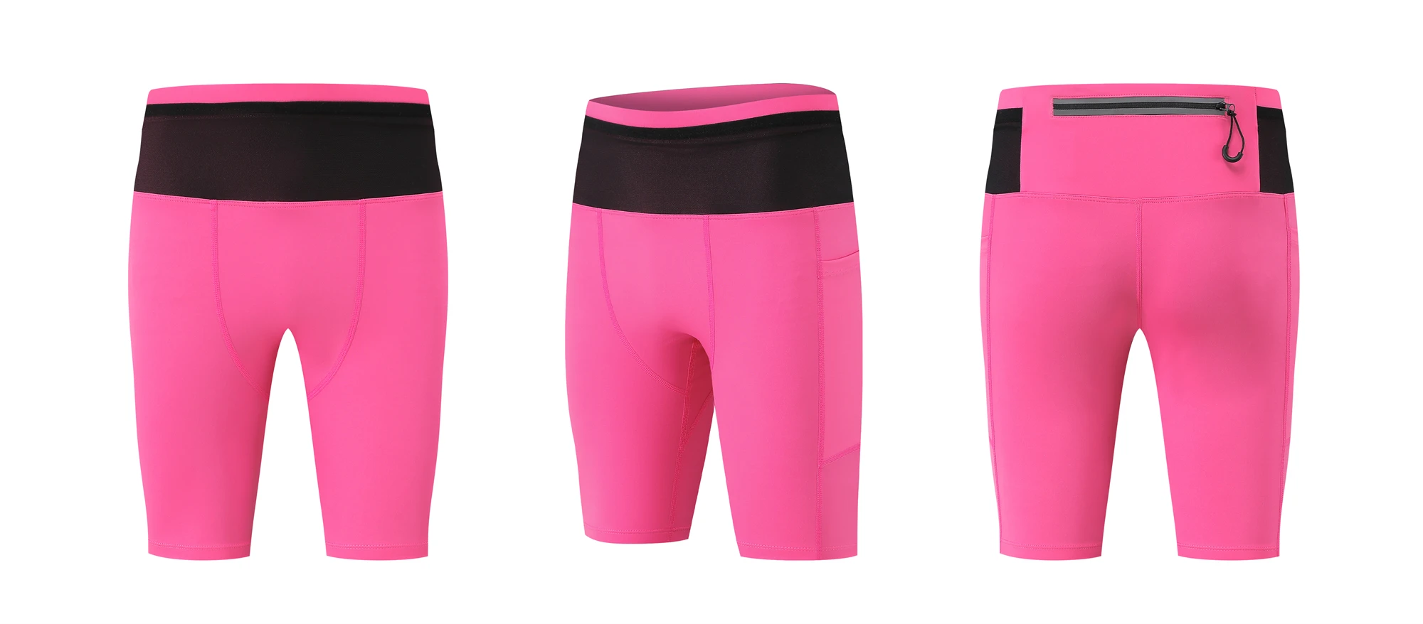 Mens Compression Marathon Running Shorts 6 Pockets with Waist Pack Fitness Gym Yoga Cycling Sport Hiking Tights Shorts Quick Dry
